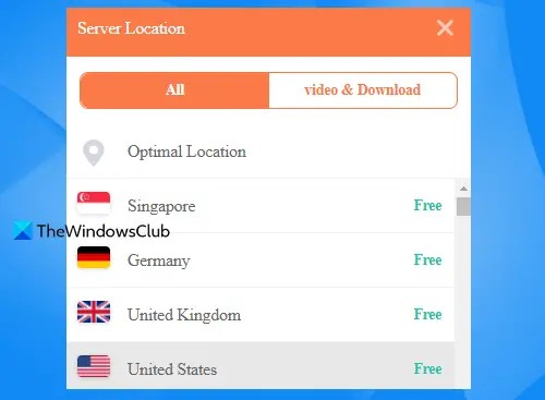 Change VPN server location