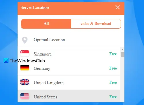 change vpn server