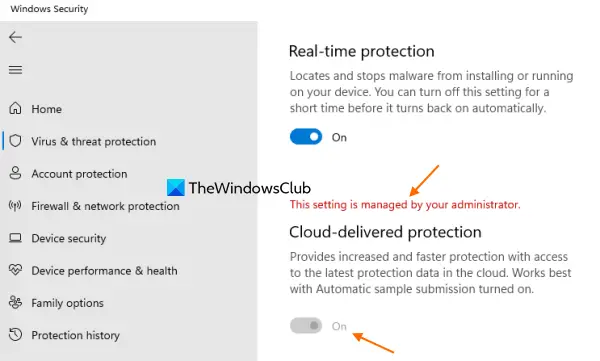 unable to turn on cloud-delivered protection