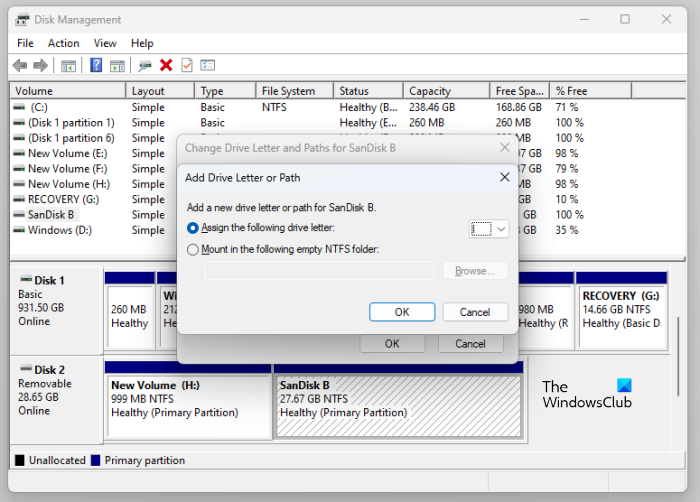Assign a new drive letter Assign a new drive letter