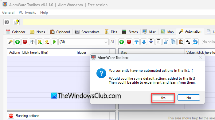Automated actions prompt Automated actions prompt