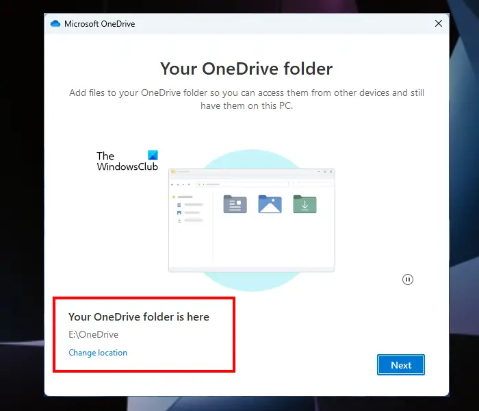 Change OneDrive folder location