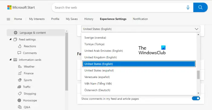Change Windows 11 Widgets language