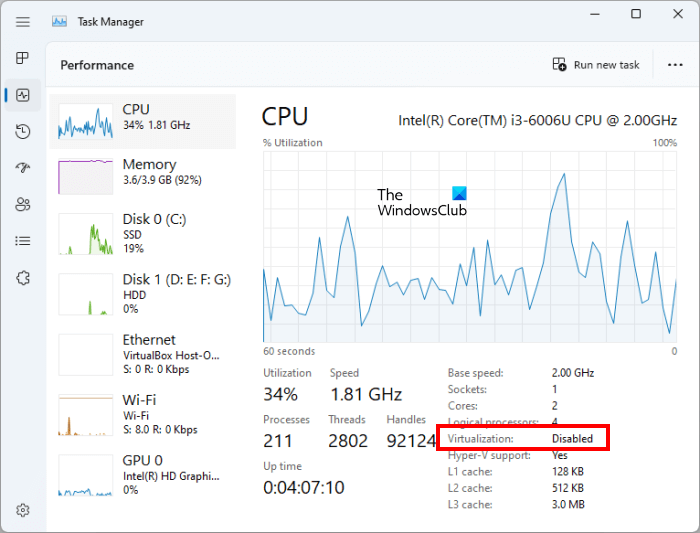 Check if Virtualization is enabled