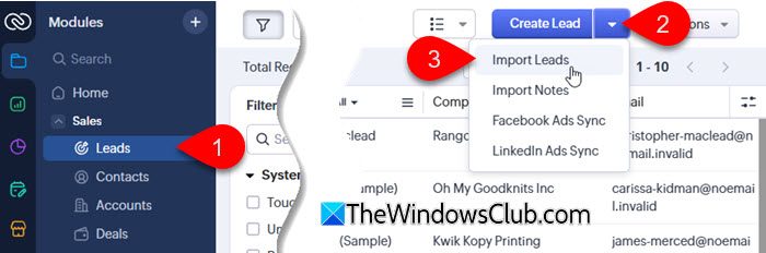 Create Leads in Zoho CRM