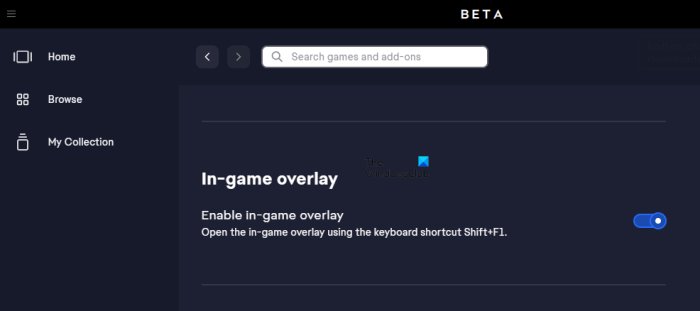 Disable In-game Overlay in EA app
