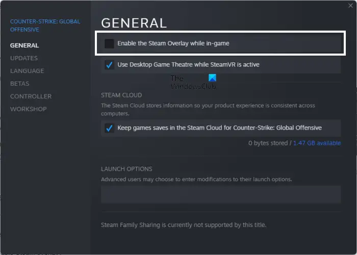 Disable Steam In-game Overlay