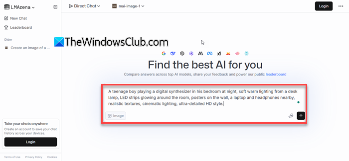 Enter prompt in LMArena