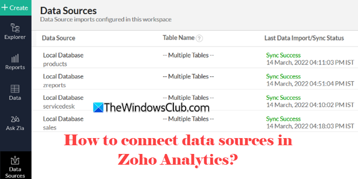 How to connect data sources in Zoho Analytics
