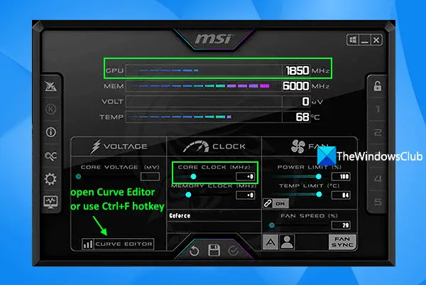 MSI Afterburner interface