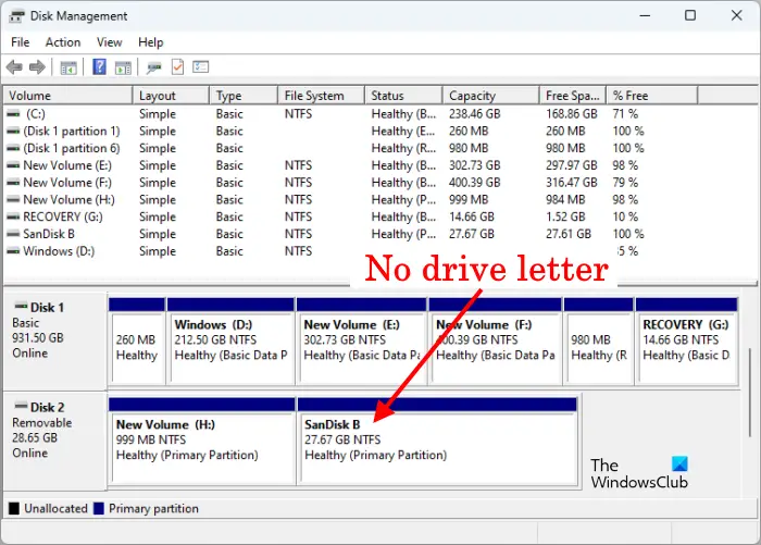 No drive letter on hard disk partition