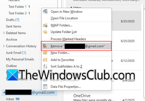 Remove email account in Outlook Remove email account in Outlook