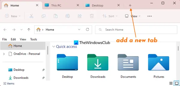 add new tab file explorer