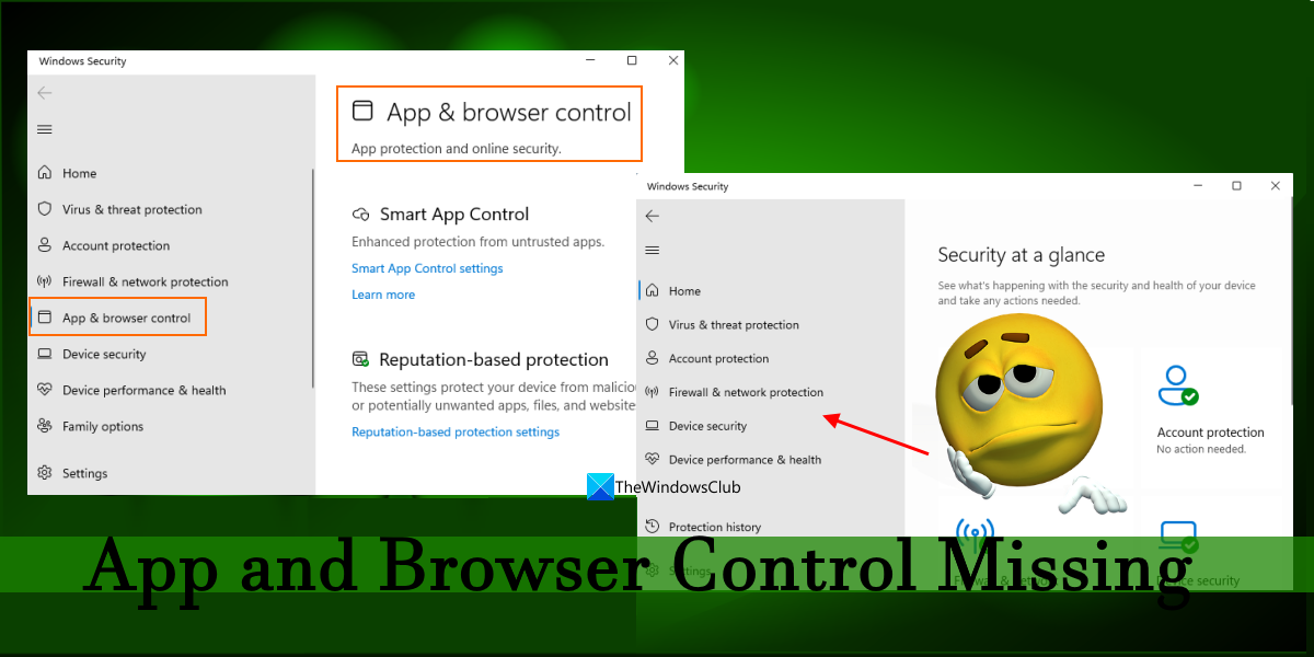 app and browser control missing