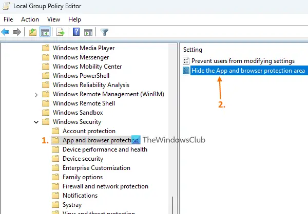 app and browser protection in group policy