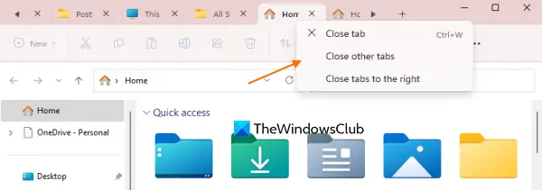 close file explorer tabs