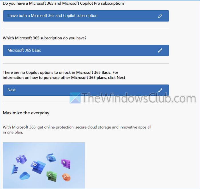 select your microsoft 365 subscription