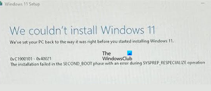 Fix 0xC1900101 - 0x40021 Windows 11 Upgrade error