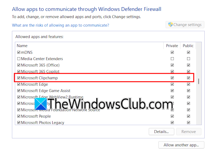 Allow Clipchamp through Firewall Allow Clipchamp through Firewall