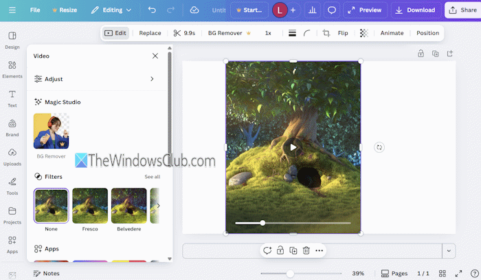 Canva AI video editor
