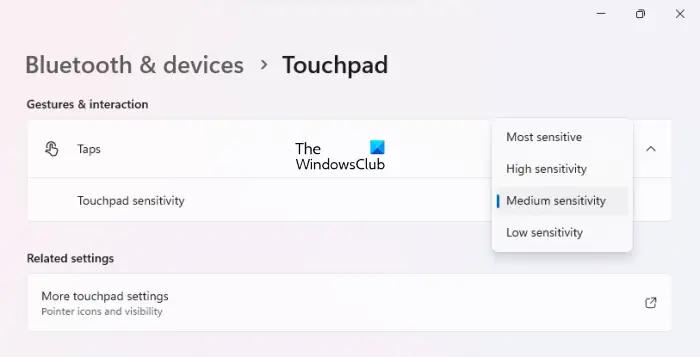 Change the touchpad sensitivity