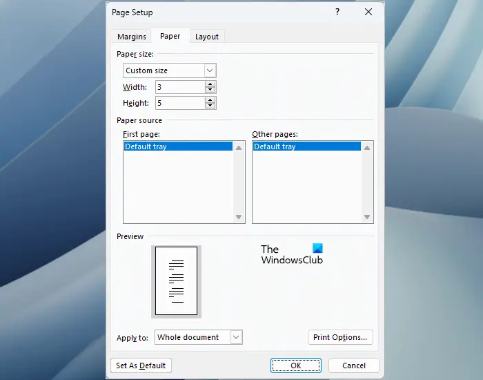 Create layout for flashcard in Word