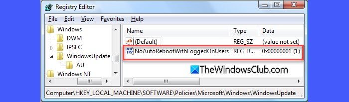 Disable Automatic Restarts Registry Disable Automatic Restarts Registry