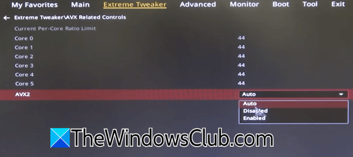 Enable AVX in ASUS Rog Motherboard