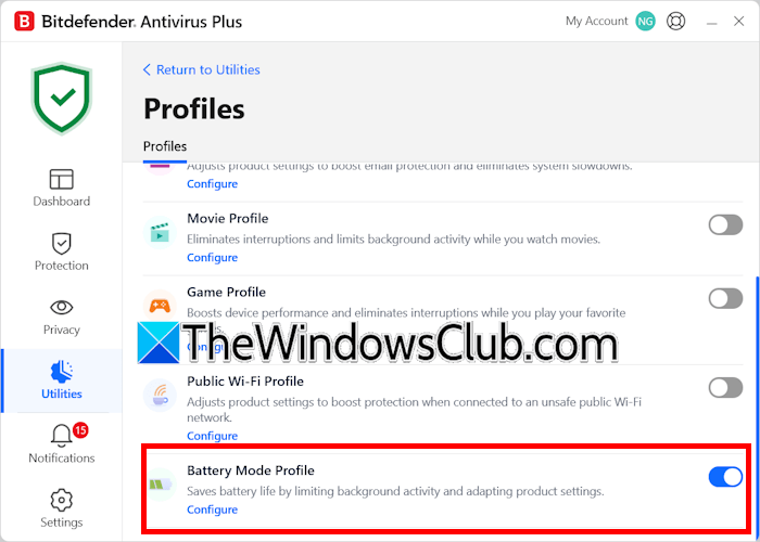 Enable Battery Mode Profile Bitdefender Enable Battery Mode Profile Bitdefender