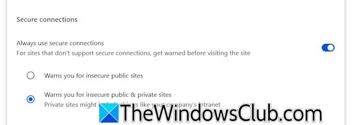 Enable Secure connections in Chrome Enable Secure connections in Chrome