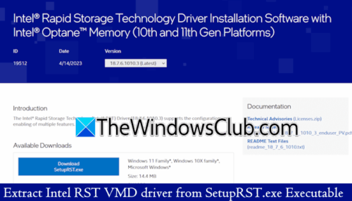 Extract Intel RST VMD driver from SetupRST.exe Executable