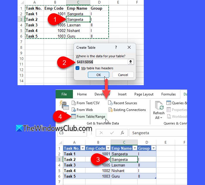 Format data as Table Format data as Table