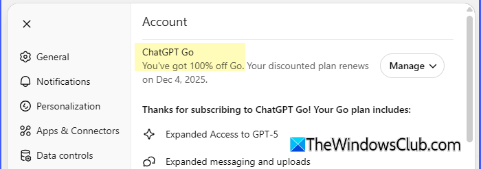 Free ChatGPT Go activated Free ChatGPT Go activated