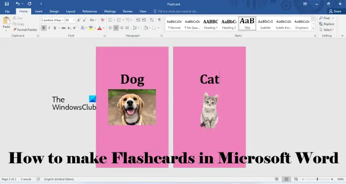 How to make Flashcards in Microsoft Word