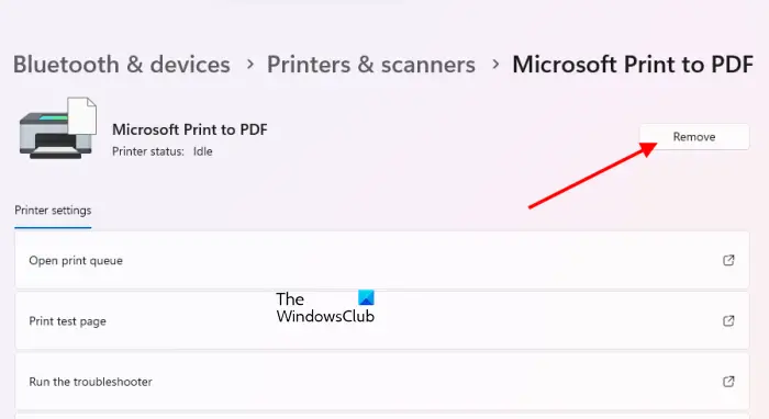 Remove printer from Windows 11