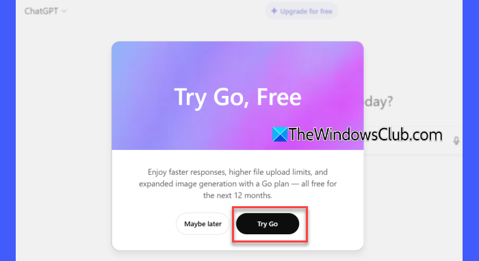 Try ChatGPT Go Try ChatGPT Go