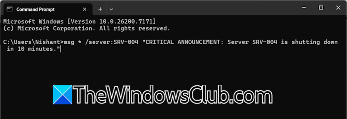 asterisk parameter msg.exe command