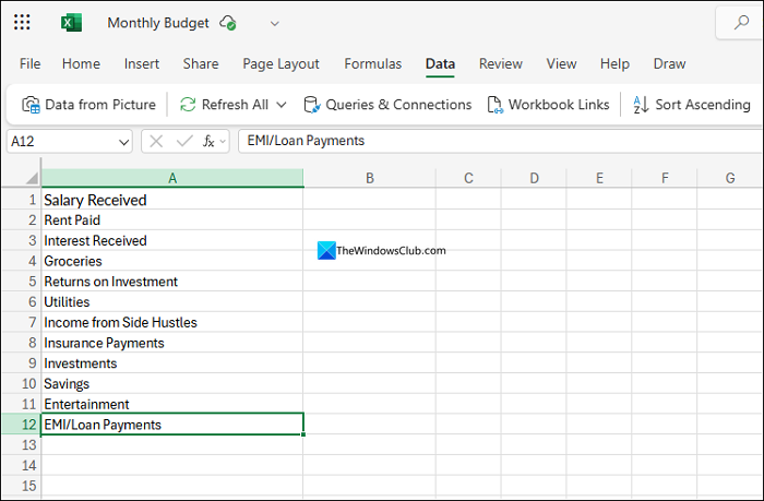 categories of income and expenses