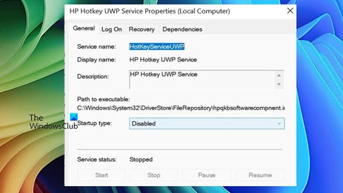 Disable HP Hotkey Support blank pop-up in Windows 11
