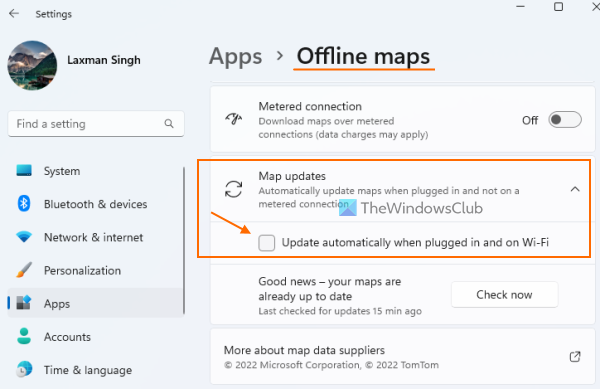 turn off automatic update offline maps settings app