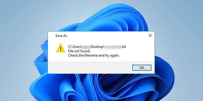 Cannot save files on Desktop on Windows