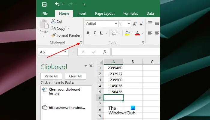 Clear clipboard history in Excel