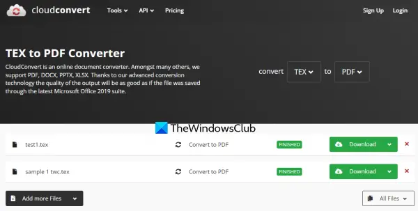 CloudConvert TEX to PDF Converter