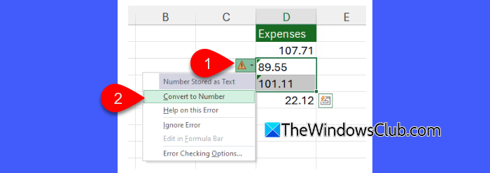 Convert numbers stored as text