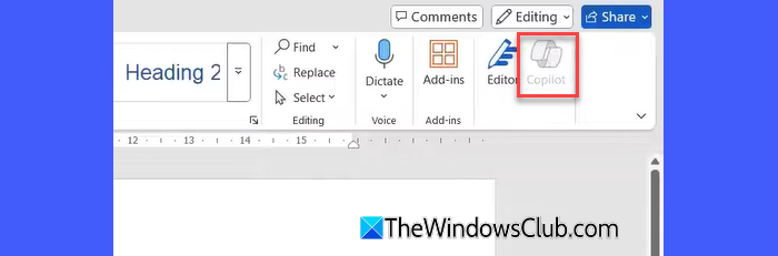Copilot disabled in Word Copilot disabled in Word