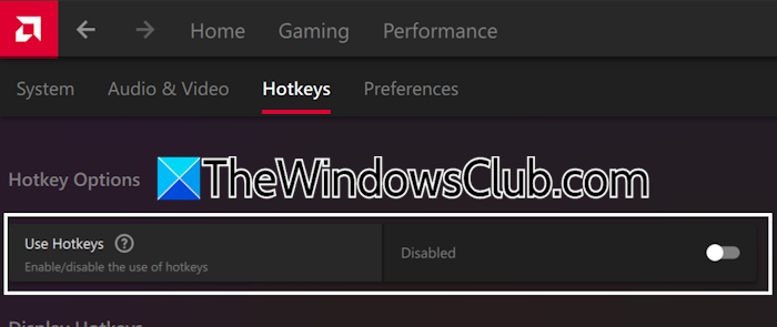 Disable AMD Software hotkeys Disable AMD Software hotkeys