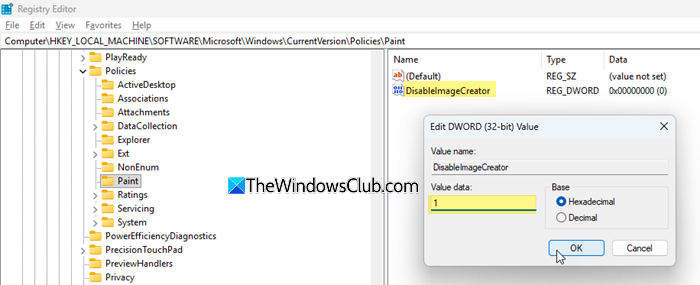 Disabling Image Creator