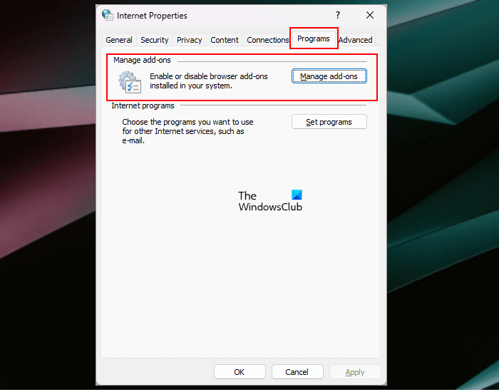 இணைய விருப்பங்களில் துணை நிரல்களை நிர்வகிக்கவும் இணைய விருப்பங்களில் துணை நிரல்களை நிர்வகிக்கவும்