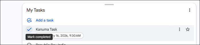 Mark a task as completed on My Tasks page