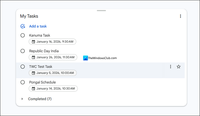 My Tasks on Google Calendar